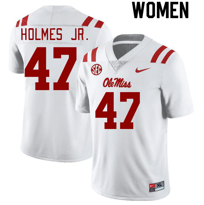 Women #47 DeeJay Holmes Jr. Ole Miss Rebels College Football Jerseyes Stitched Sale-White
